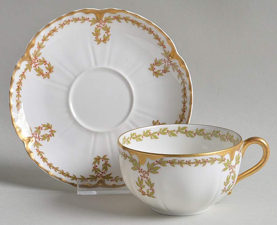 Schleiger 724 Flat Cup & Saucer Set by Haviland-1
