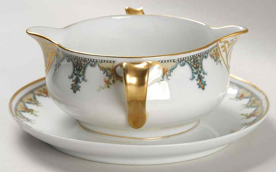 Schleiger 727 Gravy Boat with Attached Underplate by Haviland-1