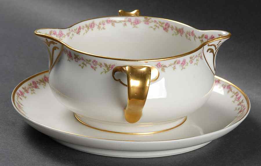 Schleiger 736 Round Gravy Boat/Attached Underplate by Haviland-1