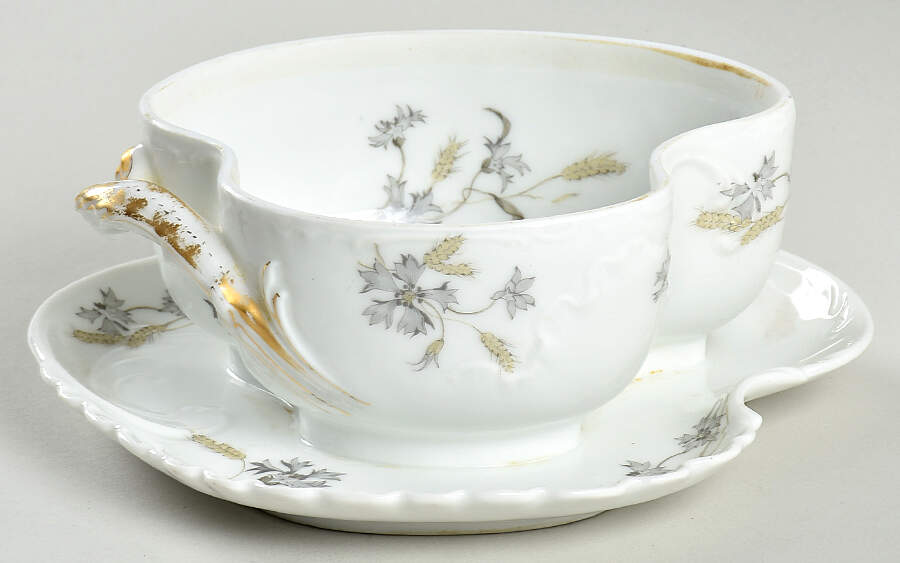 Schleiger 73B Gravy Boat w/Attached Underplate No Lid by Haviland-1