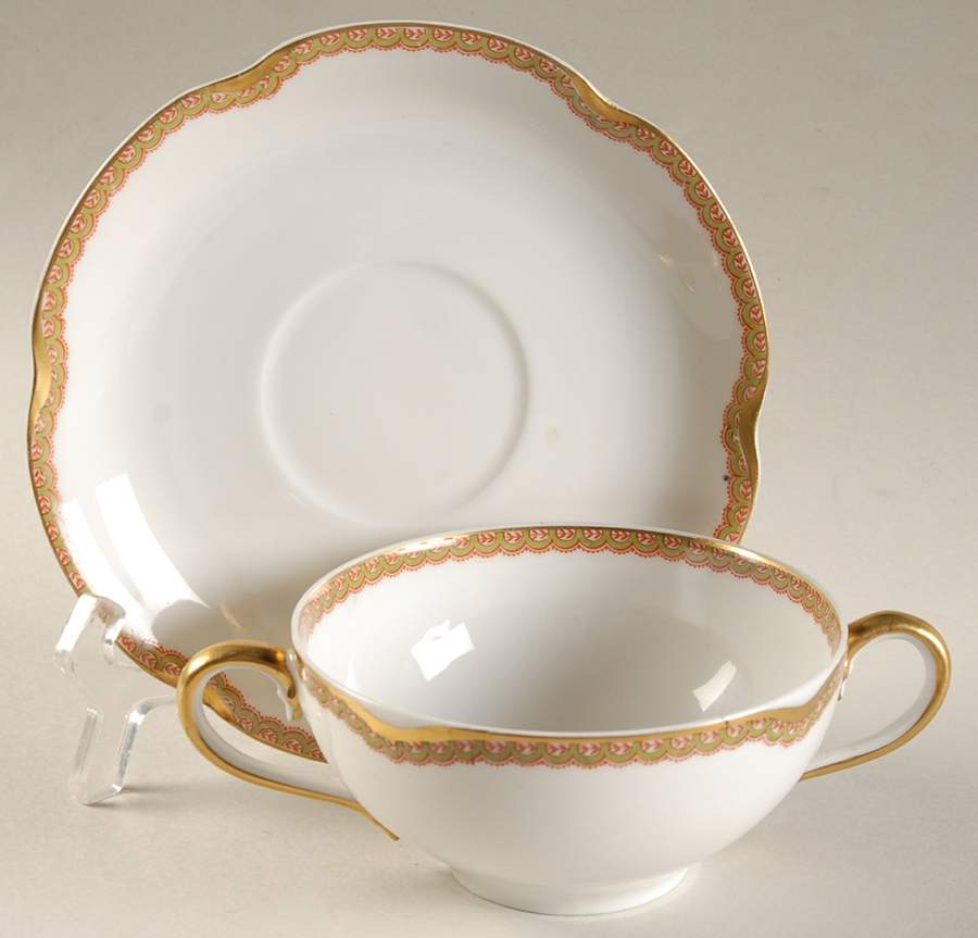 Schleiger 757a Flat Bouillon Cup & Saucer by Haviland-1
