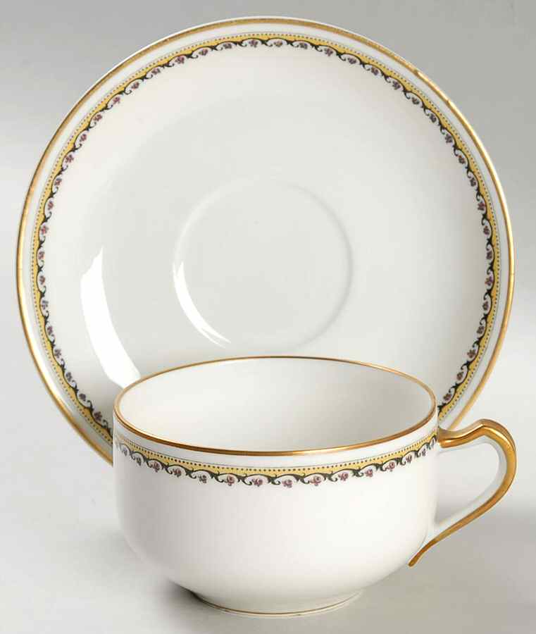 Schleiger 767 Flat Cup & Saucer Set by Haviland-1