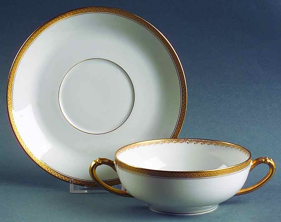 Schleiger 776 Flat Cream Soup Bowl & Saucer Set by Haviland-1