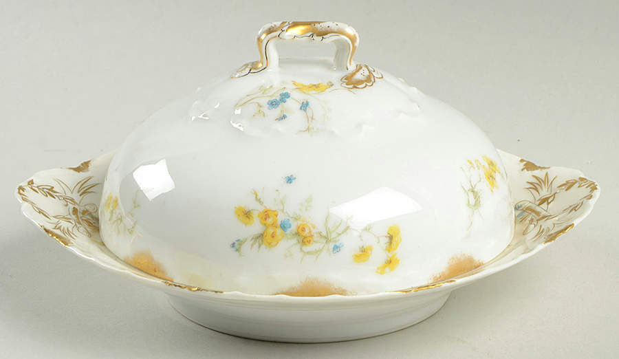 Schleiger 78 Round Covered Butter with Strainer by Haviland-1