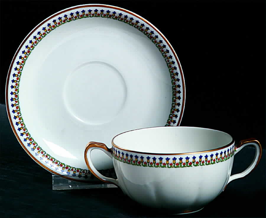 Schleiger 784a Flat Bouillon Cup & Saucer by Haviland-1