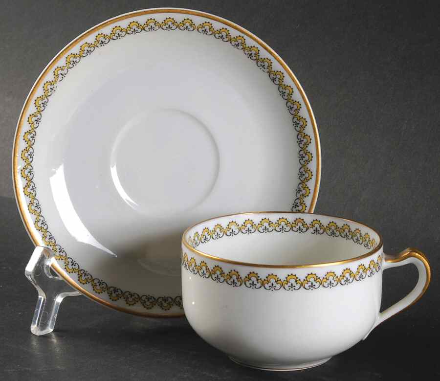 Schleiger 796 Flat Cup & Saucer Set by Haviland-1
