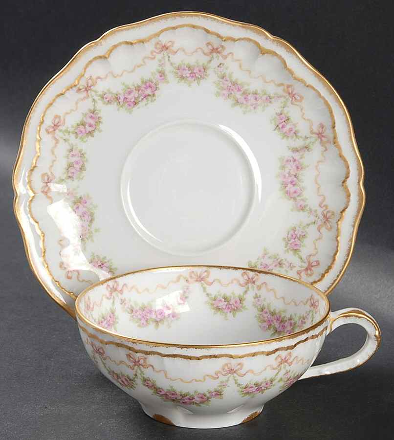 Schleiger 842 Flat Cup & Saucer Set by Haviland-1