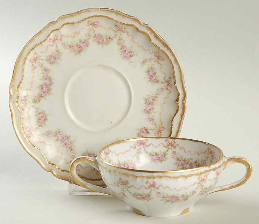Schleiger 842 Flat Bouillon Cup & Saucer by Haviland-1