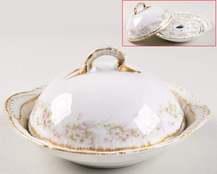 Schleiger 844 Round Covered Butter with Strainer by Haviland-1