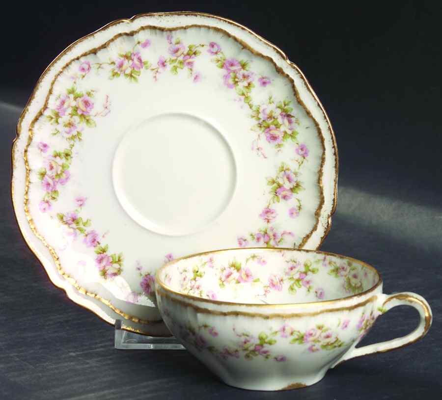 Schleiger 844 Flat Cup & Saucer Set by Haviland-1