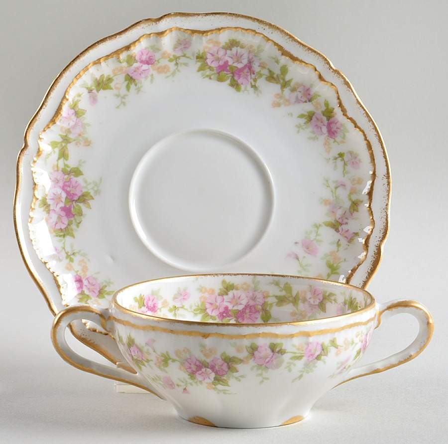 Schleiger 855A Flat Bouillon Cup & Saucer by Haviland-1
