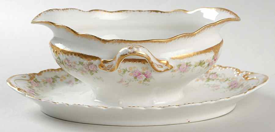 Schleiger 855b Gravy Boat with Attached Underplate by Haviland-1