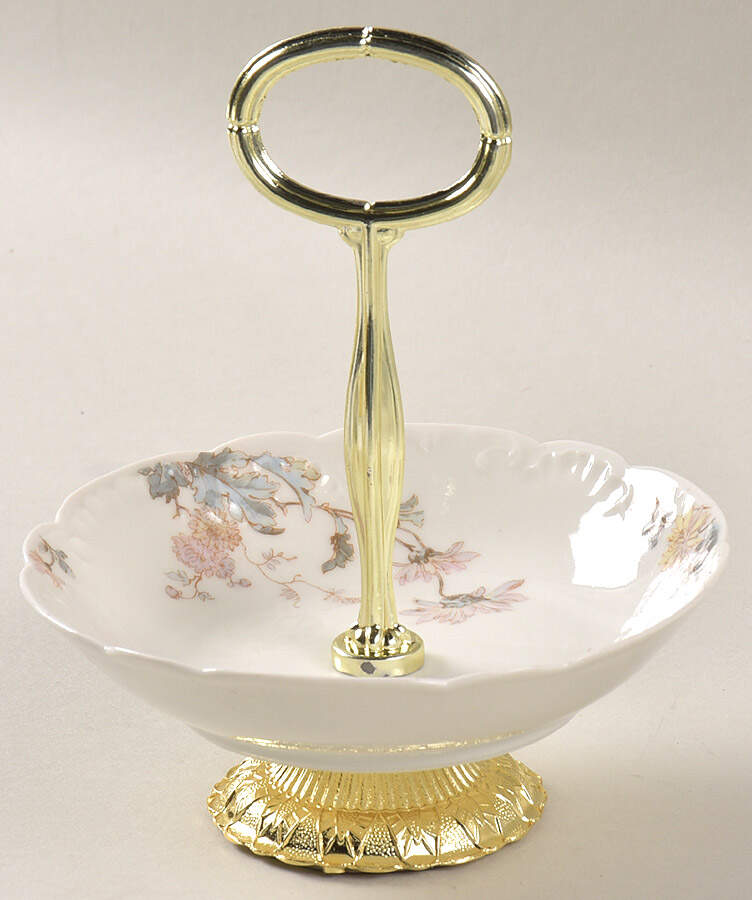 Schleiger 86 6"-7" Handled Footed Nut Dish HC by Haviland-1