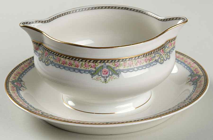 Schleiger 867 Round Gravy Boat/Attached Underplate by Haviland-1