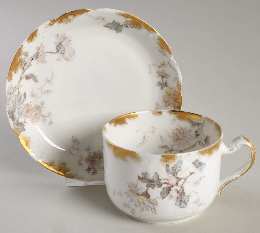 Schleiger 86A Flat Cup & Saucer Set by Haviland-1