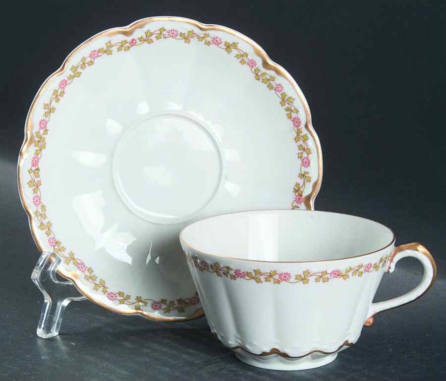 Schleiger 874B Flat Cup & Saucer Set by Haviland-1