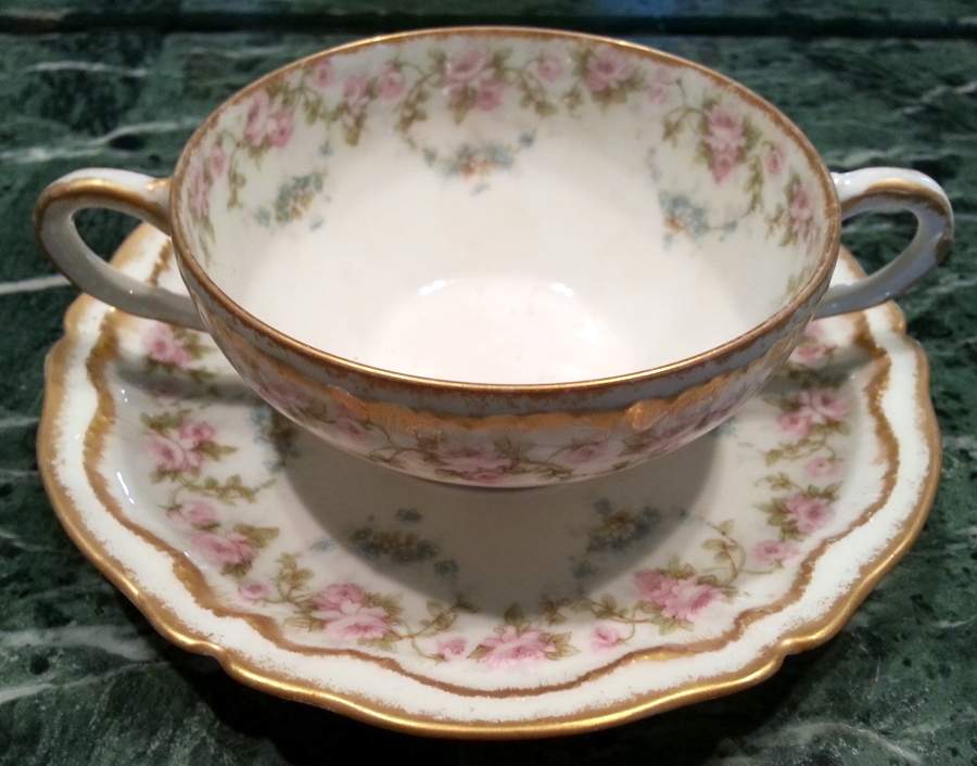 Schleiger 877C Flat Cream Soup Bowl & Saucer Set by Haviland-1