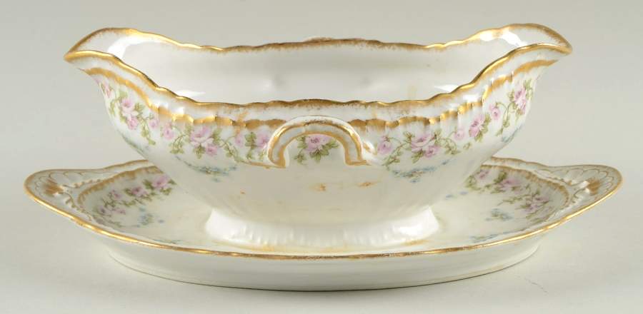 Schleiger 877C Gravy Boat with Attached Underplate by Haviland-1