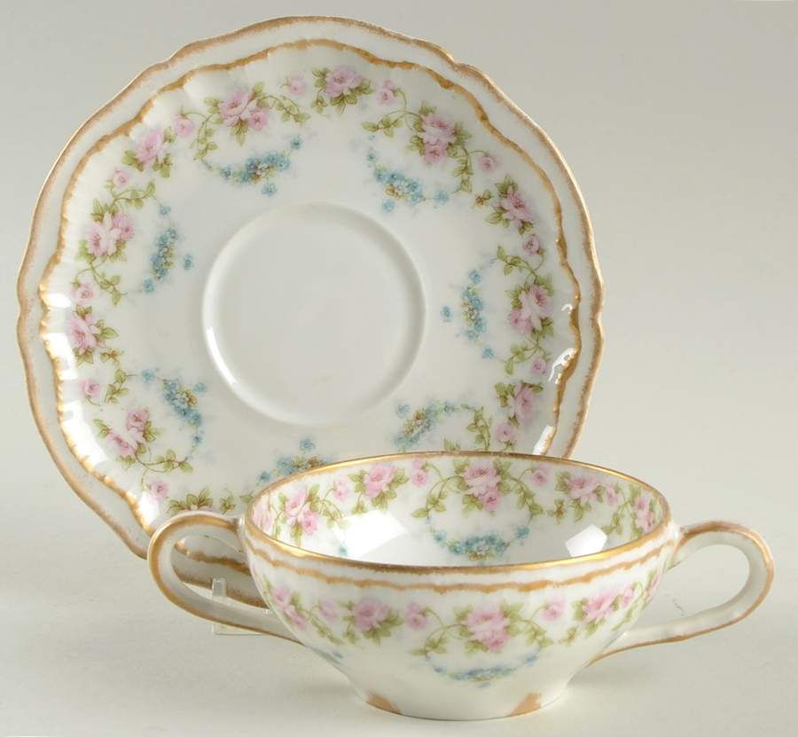 Schleiger 877C Flat Bouillon Cup & Saucer by Haviland-1