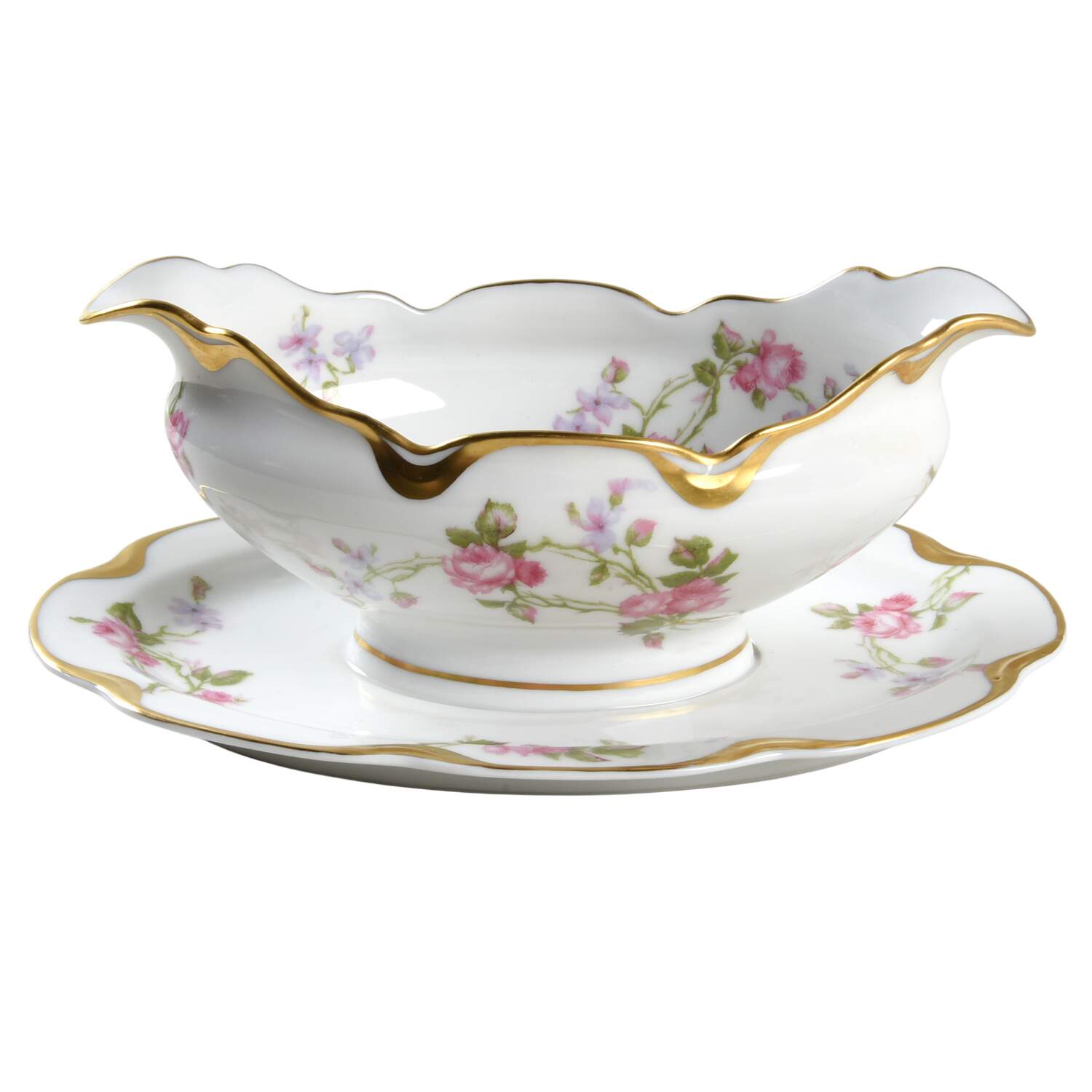Schleiger 87b Gravy Boat with Attached Underplate by Haviland-1