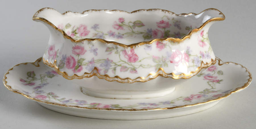 Schleiger 87C Gravy Boat with Attached Underplate by Haviland-1