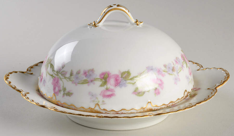 Schleiger 87C Round Covered Butter with Strainer by Haviland-1