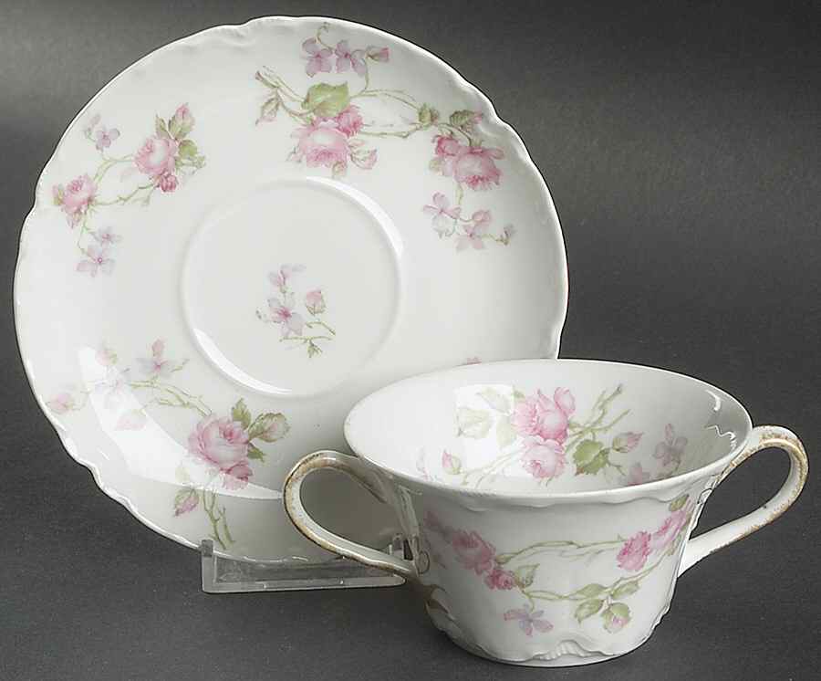 Schleiger 87g Flat Bouillon Cup & Saucer by Haviland-1