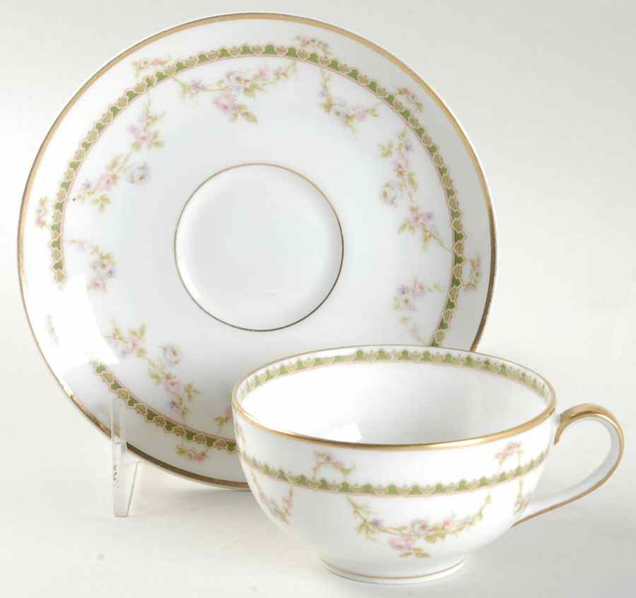 Schleiger 883 Flat Cup & Saucer Set by Haviland-1