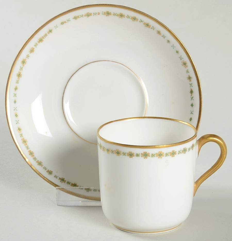 Schleiger 885A Flat Demitasse Cup & Saucer Set by Haviland-1
