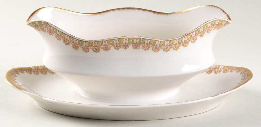 Schleiger 887 Gravy Boat with Attached Underplate by Haviland-1