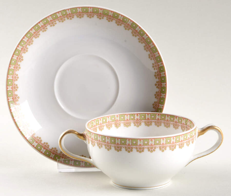 Schleiger 887 Flat Bouillon Cup & Saucer by Haviland-1