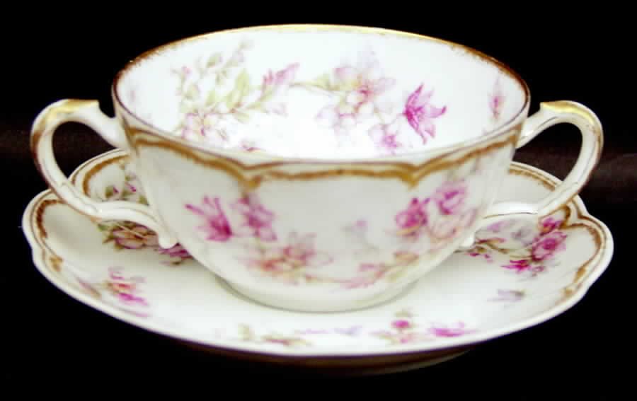 Schleiger 91A Flat Bouillon Cup & Saucer by Haviland-1