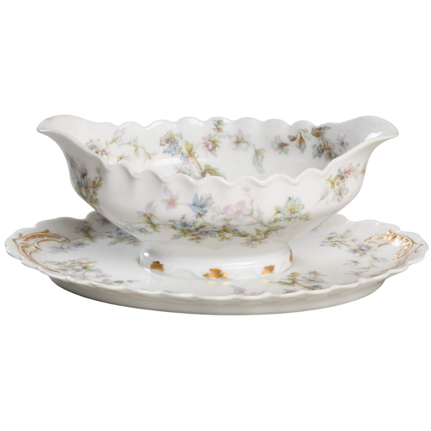 Schleiger 91h Gravy Boat with Attached Underplate by Haviland-1
