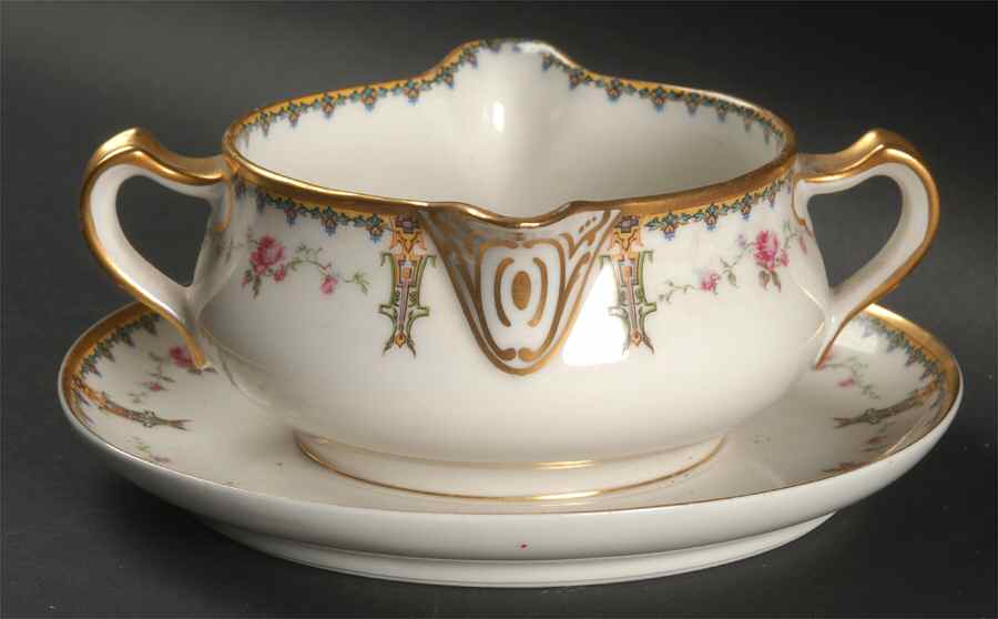 Schleiger 920 Gravy Boat with Attached Underplate by Haviland-1