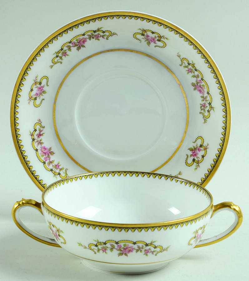 Schleiger 925 Flat Cream Soup Bowl & Saucer Set by Haviland-1