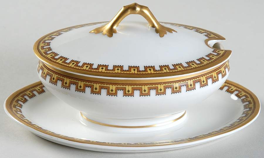 Schleiger 962 Mustard with Lid & Attached Underplate by Haviland-1