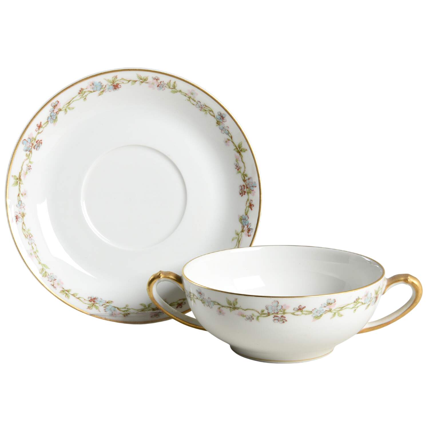 Schleiger 983 Flat Cream Soup Bowl & Saucer Set by Haviland-1