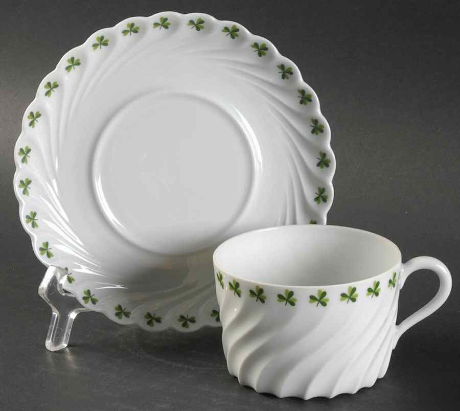 Shamrock Flat Cup & Saucer Set by Haviland-1
