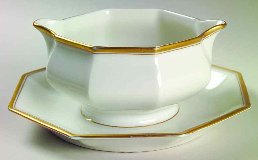 Sheraton (12 Sided) Gravy Boat with Attached Underplate by Haviland-1