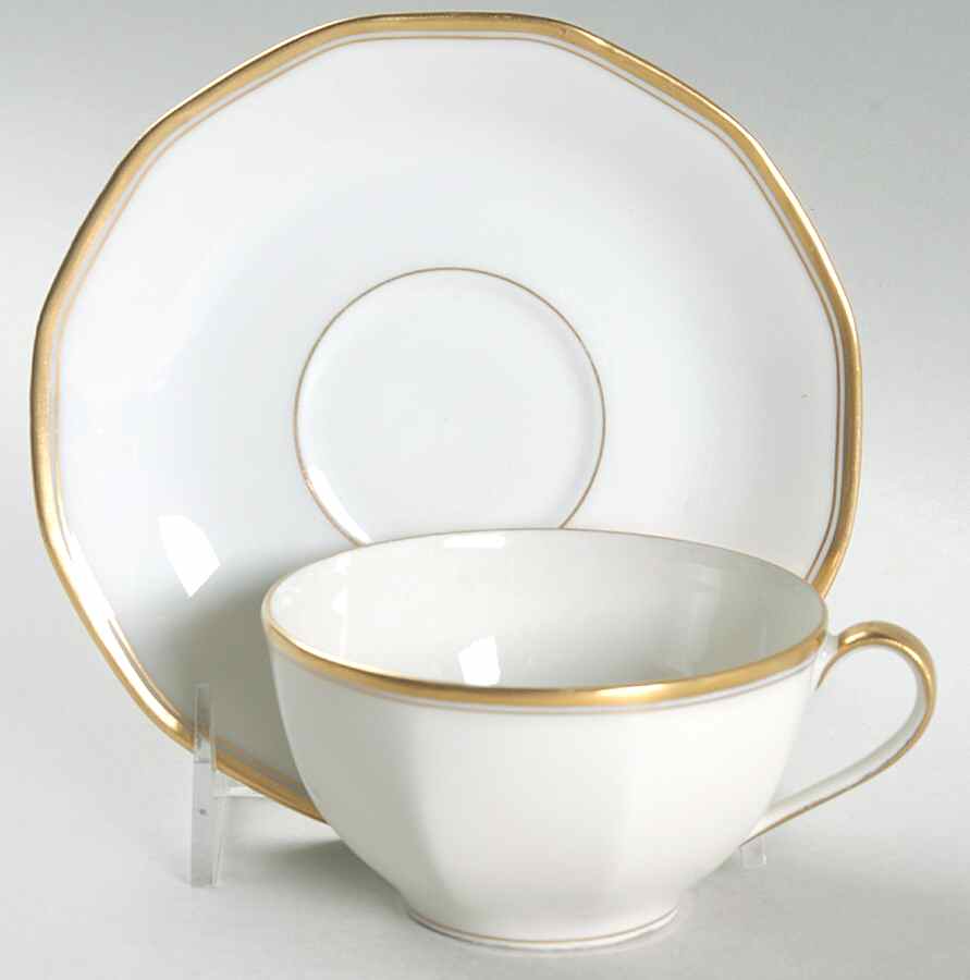 Sheraton (12 Sided) Flat Cup & Saucer Set by Haviland-1