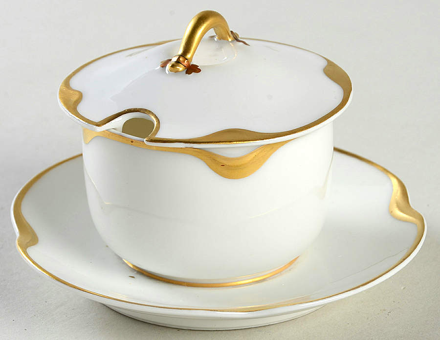 Silver Anniversary Mustard with Lid & Attached Underplate by Haviland-1