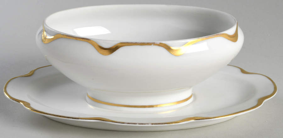 Silver Anniversary Gravy Boat with Attached Underplate by Haviland-1
