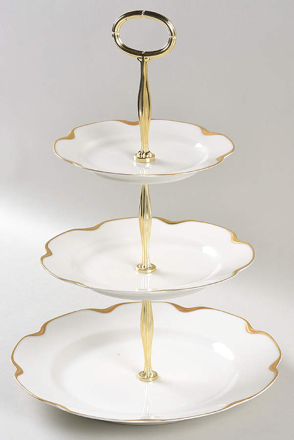 Silver Anniversary 13 7/8"-14 1/4" 3-Tiered Serving Tray(DP,SP,BB) HC by Haviland-1