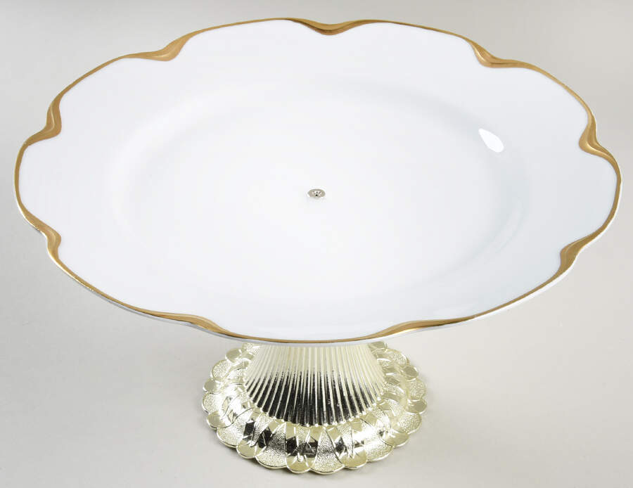 Silver Anniversary Cake Stand with 4"-5" Metal Pedestal  Hc by Haviland-1