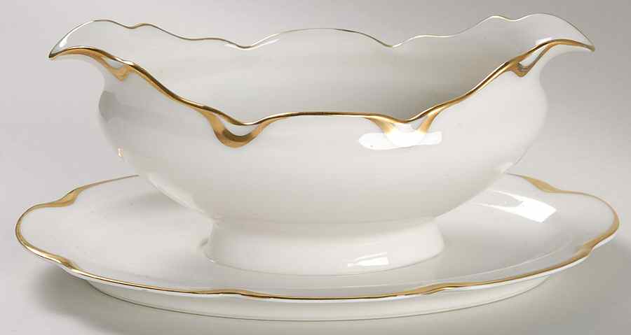 Silver Anniversary Gravy Boat with Attached Underplate by Haviland-1