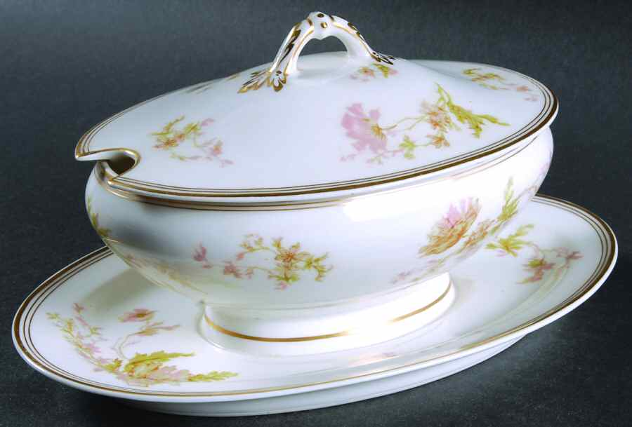 Springtime (France) Gravy Boat w/Attached Underplate & Lid by Haviland-1
