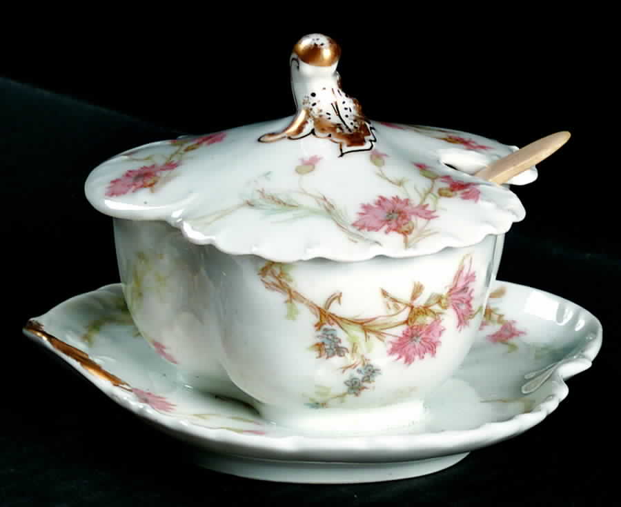 St. Lazare, The Mustard with Lid & Attached Underplate by Haviland-1