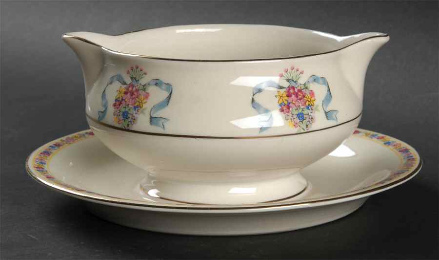 St. Regis Blue Gravy Boat with Attached Underplate by Haviland-1
