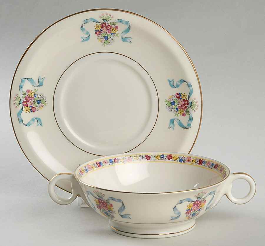 St. Regis Blue Flat Cream Soup Bowl & Saucer Set by Haviland-1