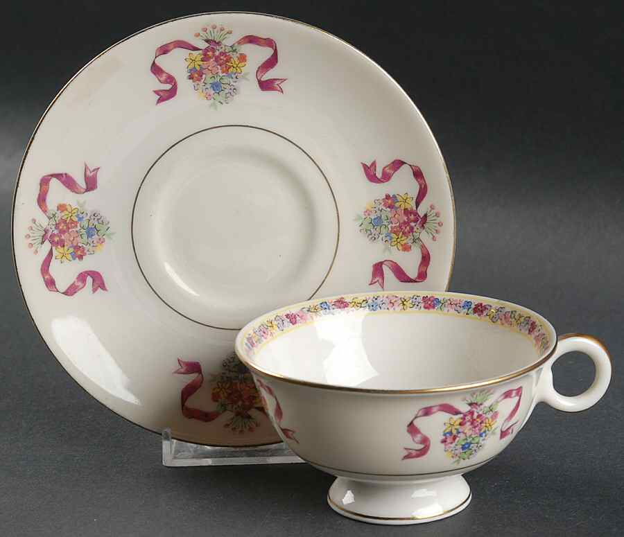 St. Regis Burgundy Footed Cup & Saucer Set by Haviland-1